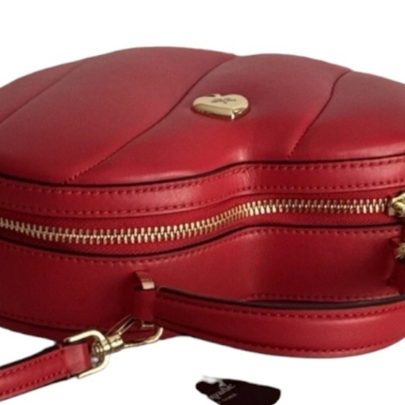 NWT NEW Kate Spade ♠️ Love Shack Quilted 3D Heart Crossbody Bag purse Ruby Red